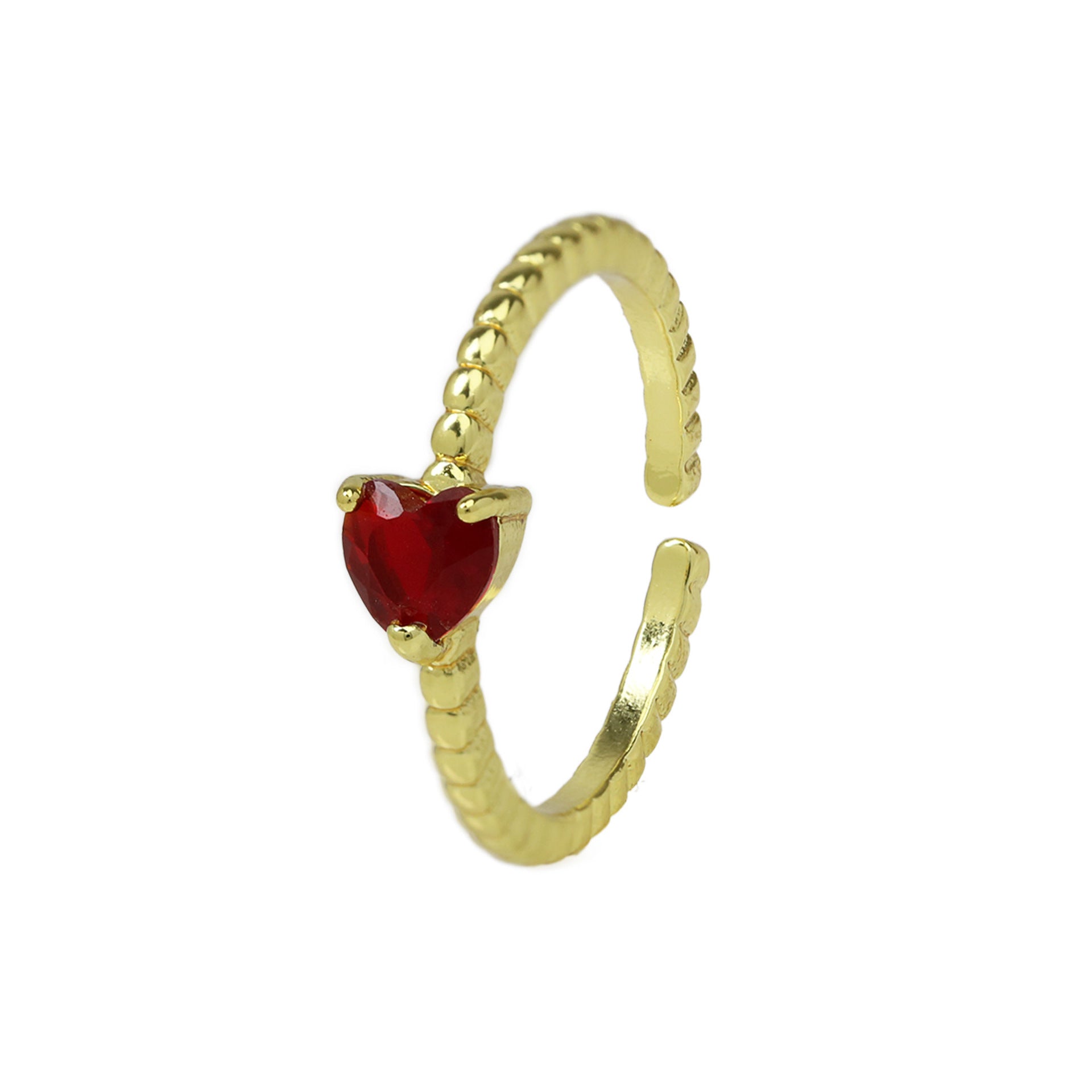 Wholesale brass color zirconium love heart-shaped ladies open ring