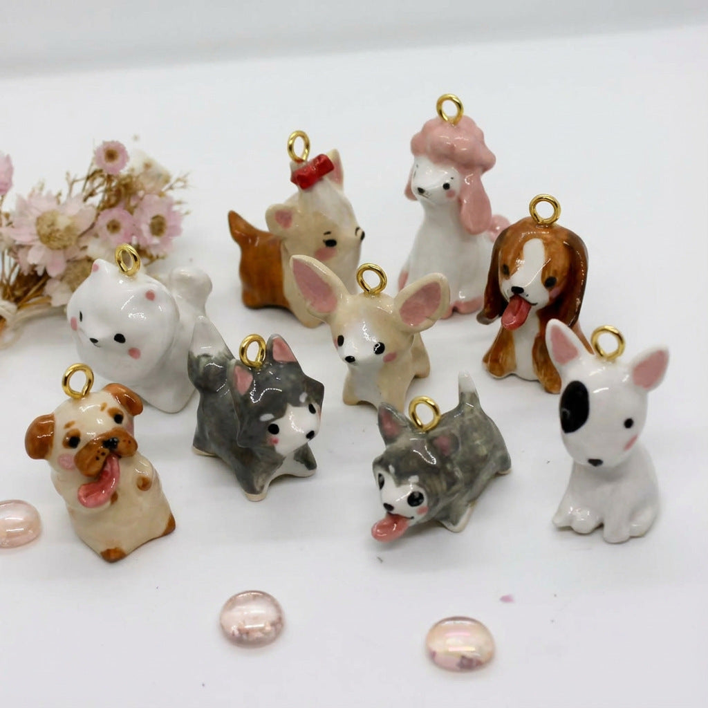 Wholesale Copper Electroplated Cute White Dog Cartoon Pendant Jewelry Accessory Gift