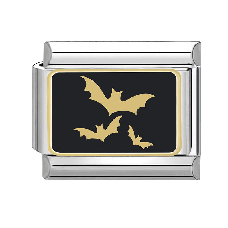 Wholesale Italian Charm Bracelet 9mm DIY Splicing Black Halloween Series Stainless Steel Composable Bracelet