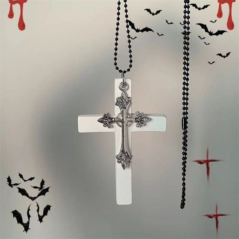 Wholesale Gothic Cross Pendant Necklace Y2K Punk Wooden Jewelry Accessory For Everyday Chic Boutique Resale