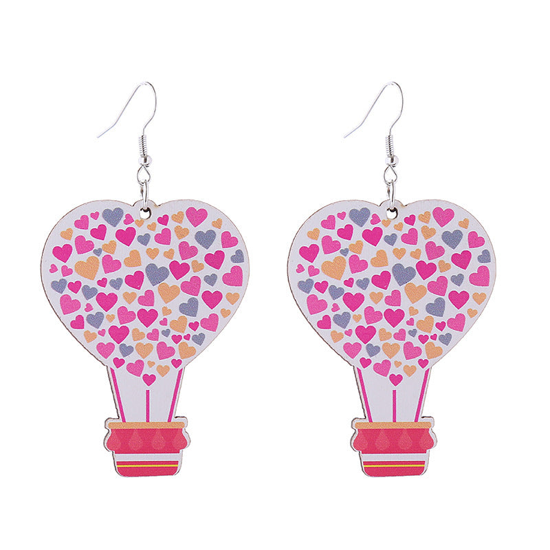 Wholesale Valentine's Day Pink Series Love Hot Air Balloon Earrings ACC-ES-ChouT001