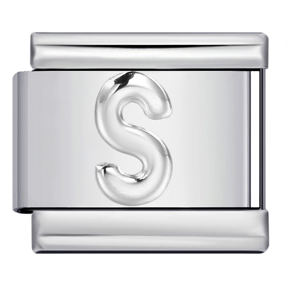 Wholesale  Italian Charm Bracelet 9mm DIY convex 26-letter  Creative Stainless Steel Composable Bracelet