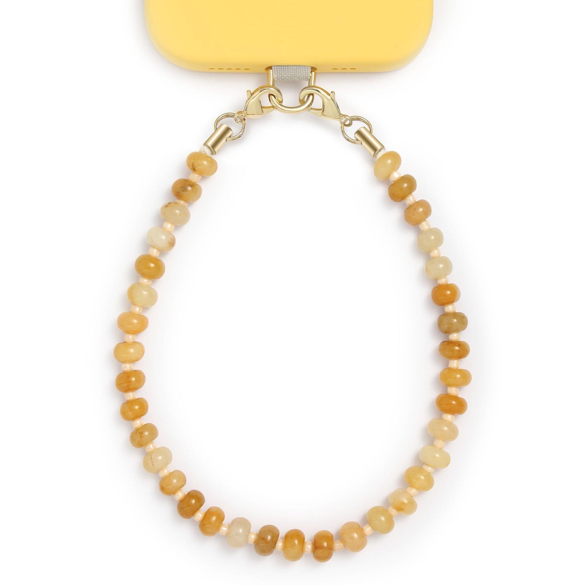 Wholesale Natural Stone Phone Chain - Quartz Flat Bead Phone Lanyard,  Unisex Fashion Accessory for Gift or Resale