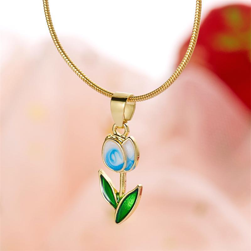 Wholesale  Romantic Tulip Flower Necklace Clavicle Chain