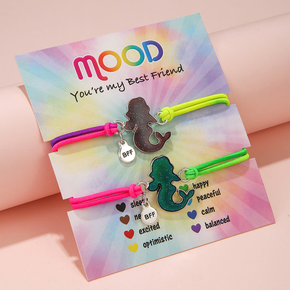 Wholesale Thermochromic Cartoon Pattern Elastic Bracelet Alloy Oil Drop Children' s Bracelet