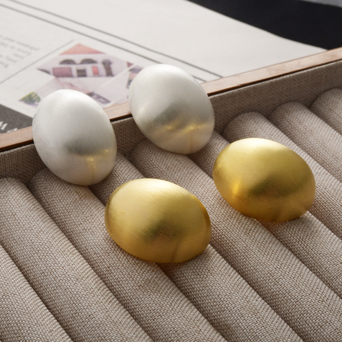 Wholesale Versatile Brushed Oval Earrings