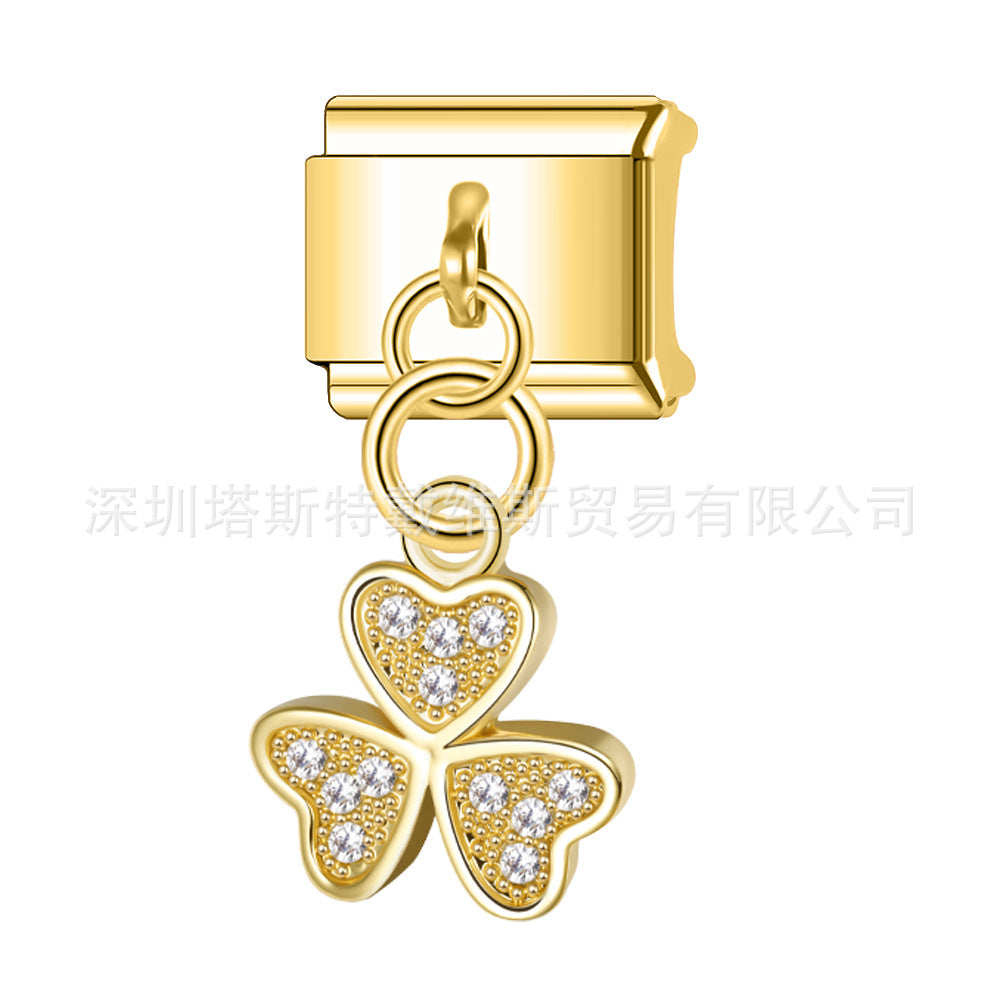 Wholesale Electroplated Alloy Heart Shaped Modular DIY Pendant Bracelet Gift Fashion Accessory