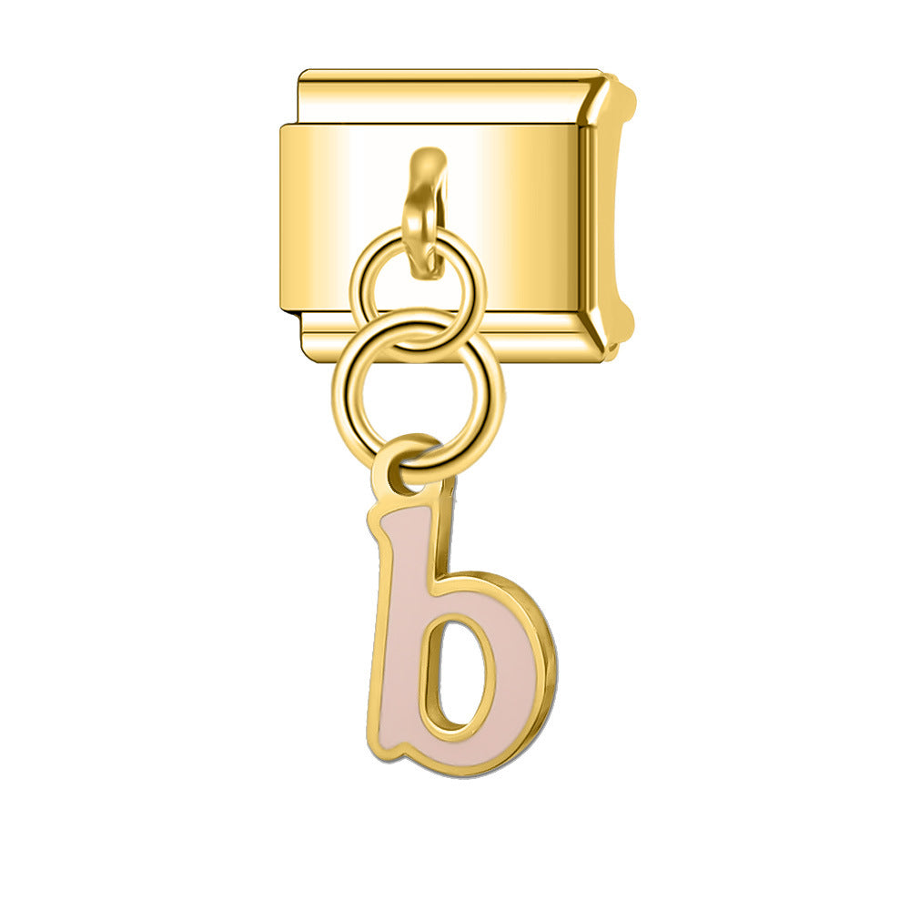 Wholesale Italian Charm Bracelet 9mm DIY Splicing Gold Letter Pendant Stainless Steel Composable Bracelet