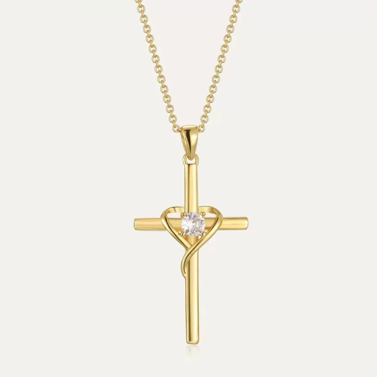 Wholesale Real Gold Plated Cross Pendant Necklace with Zircon,  Fashion Jewelry Accessory for Women Gift