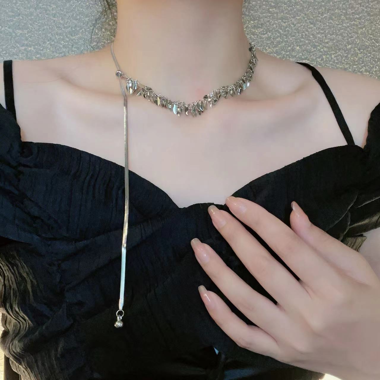 Wholesale Silver Butterfly Tassel Necklace Collarbone Chain Choker Necklace ACC-NE-NS011
