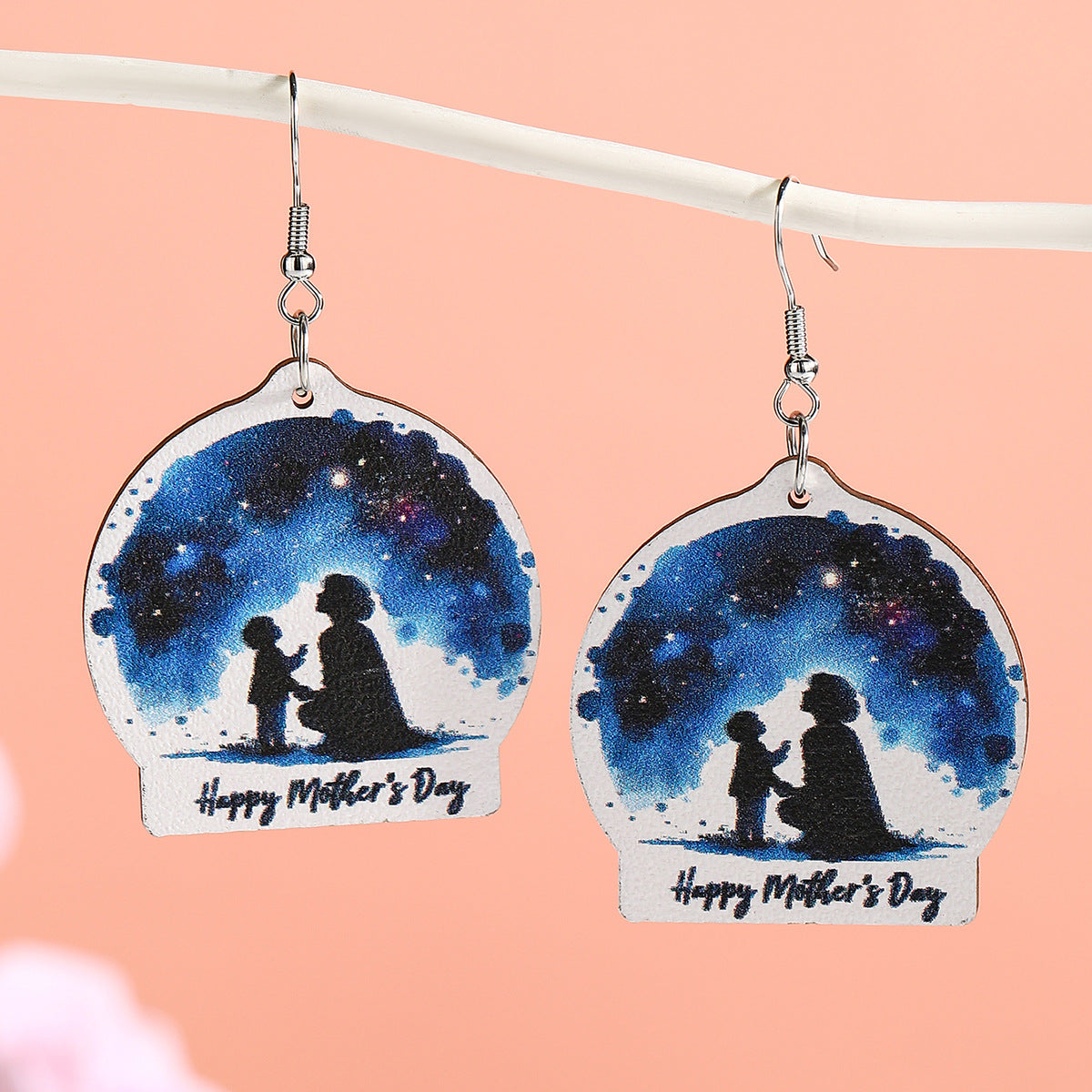 Wholesale  Mother's Day Wooden MOM Earrings