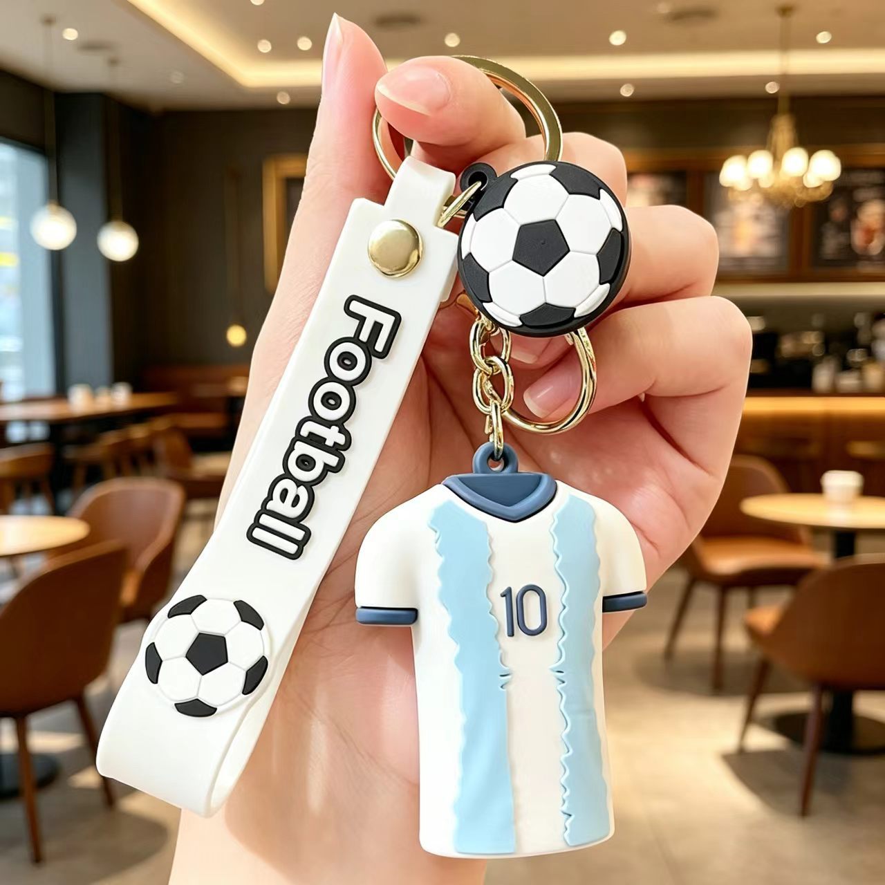 Wholesale # 10 Football Jersey Keychain - Pink PVC Decorative Car Key Accessory for Party Gifts or Resale