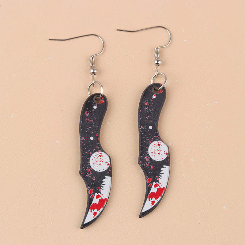 Wholesale  Halloween Acrylic Earrings Blood Mirror Dagger Chopper Axe Earrings