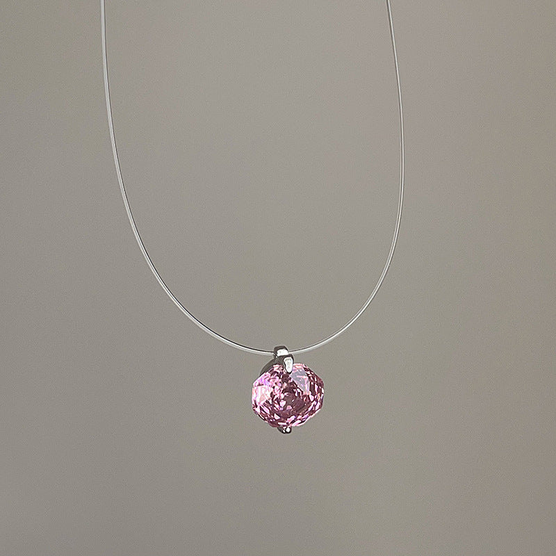 Wholesale Minimalist Style Crystal Zircon Pearl Pendant Fish Line Necklace Women' s Accessible Luxury Versatile Elegant Trendyy Neck Chain Clavicle Chain
