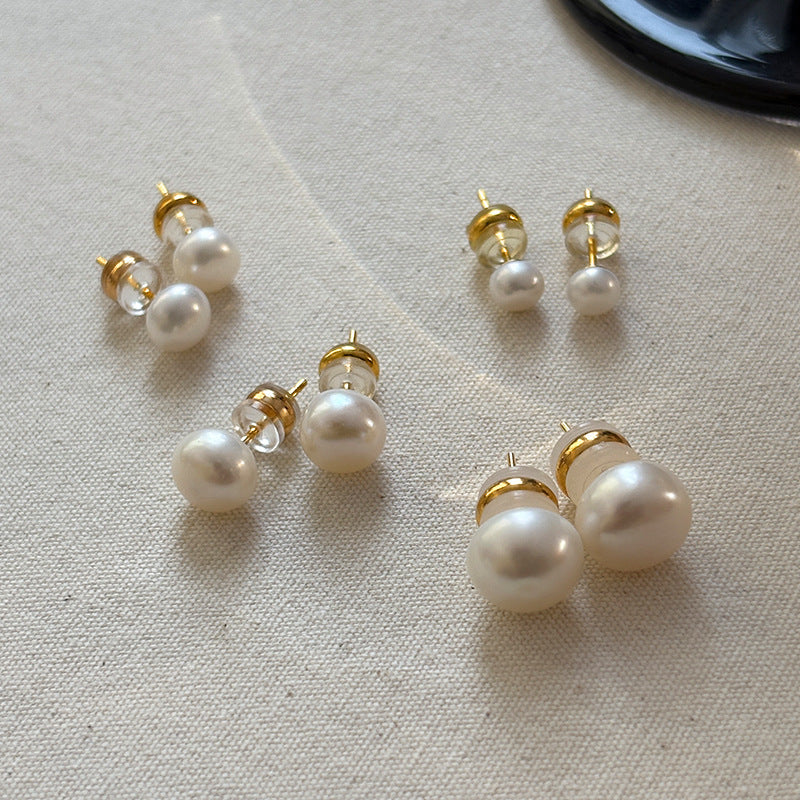 Wholesale Sterling silver needle bread pearl earrings