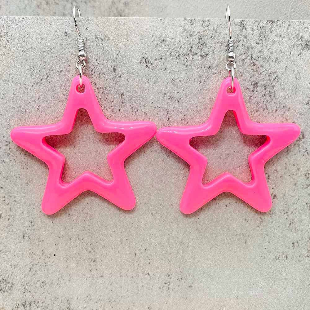 Wholesale Bright Hollow Colorful Five-pointed Star Acrylic Earrings ACC-ES-ChenY075