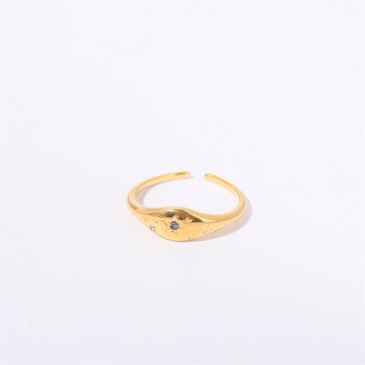 Wholesale 18k Gold Plated Star Zircon Titanium Steel Zodiac Sign Ring