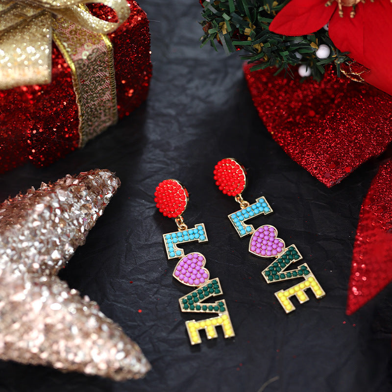 Wholesale Teacher candy color rice bead alloy earrings ACC-ES-RuLong005