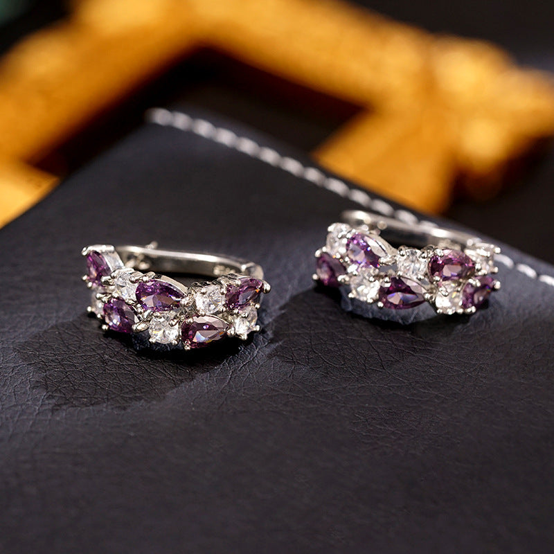 Wholesale Color zircon earrings handmade copper earrings