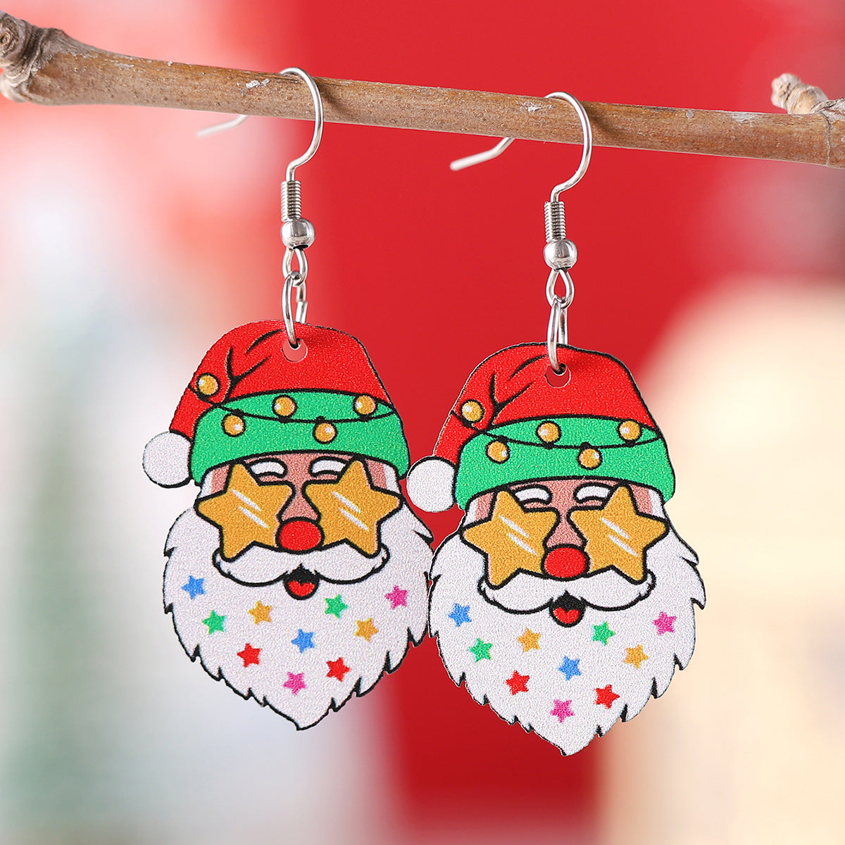 Wholesale Christmas Santa Pendant Earrings Double-sided Earrings