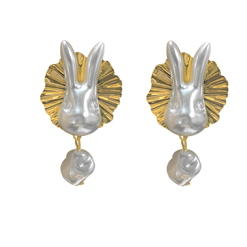 Wholesale Baroque Pearl Bunny Earrings