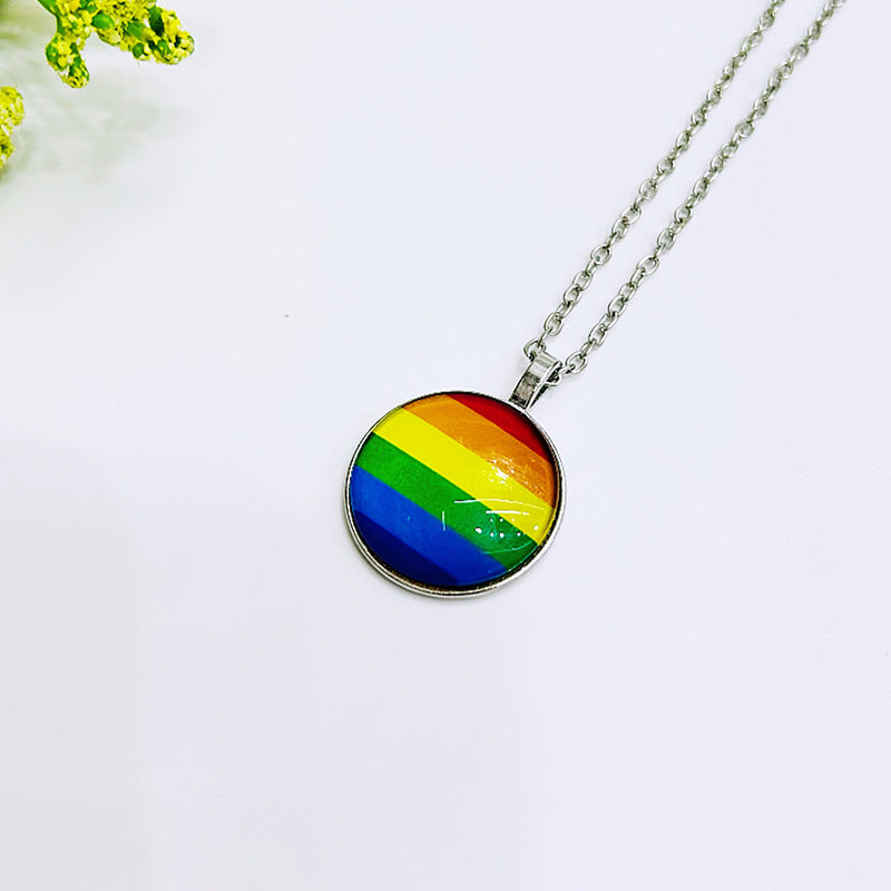 Wholesale Rainbow Flag Same-sex Six-color Pendant LGBT BraveLove Necklace ACC-NE-Guangg001