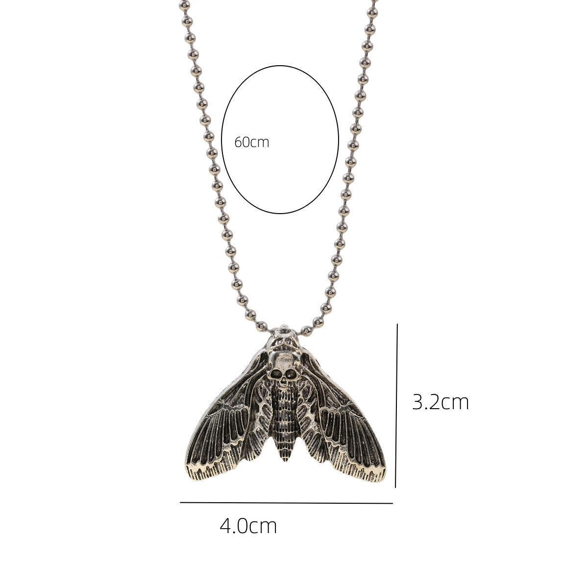 Wholesale Alloy Skull Moth Pendant Necklace Vintage Unisex Fashion Accessory