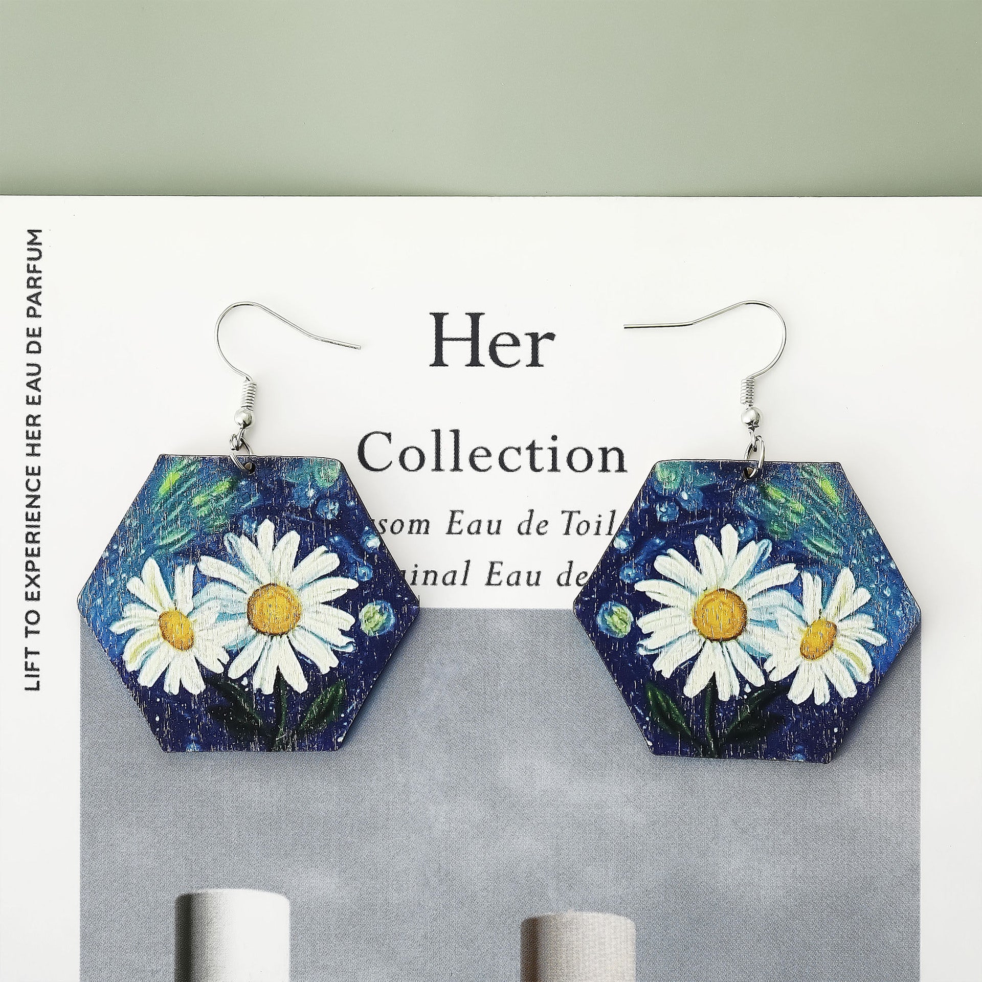 Wholesale Geometric hexagonal chrysanthemum earrings