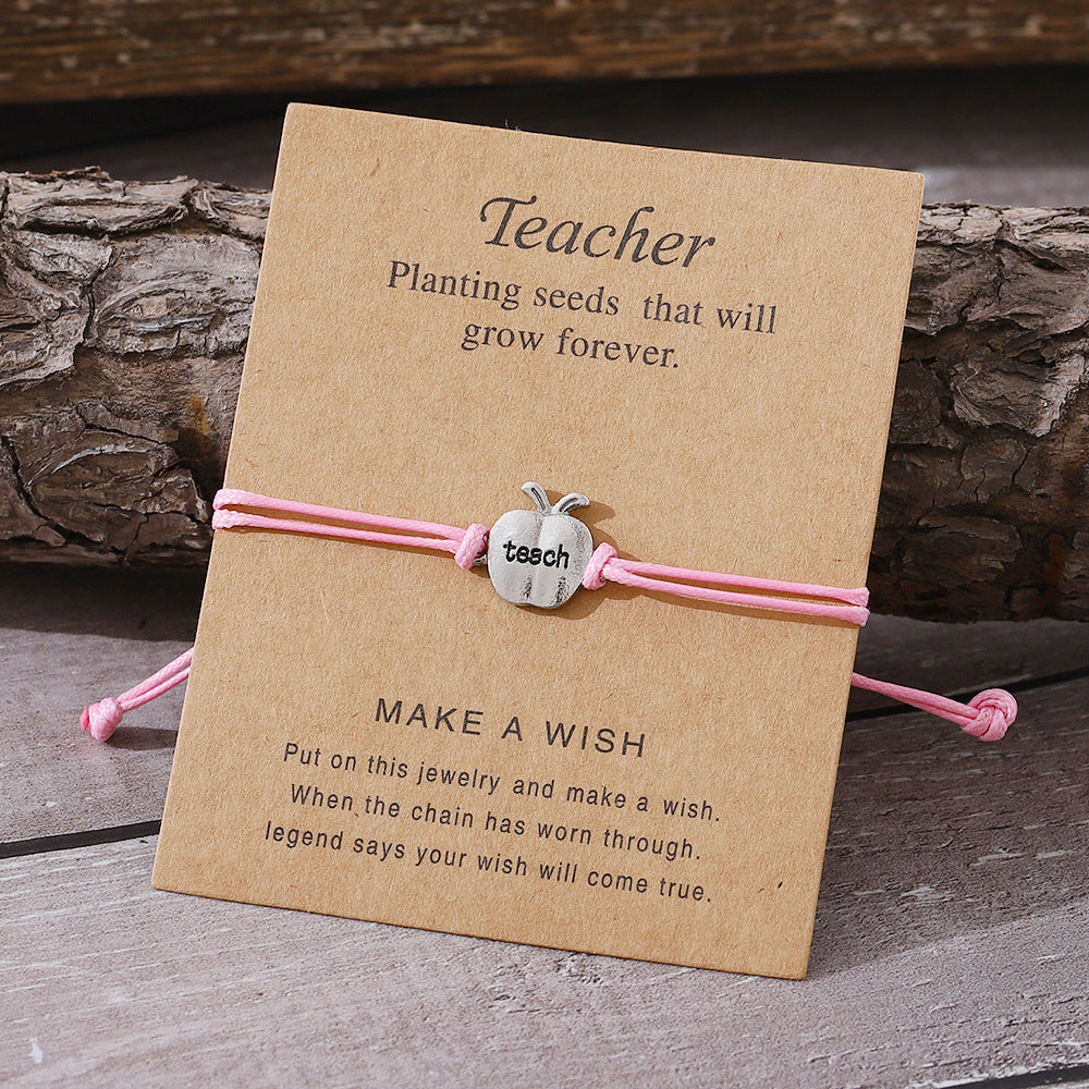 Wholesale Apple Color Wax Rope Bracelet Braided Card Jewelry ACC-BT-zhiyu001