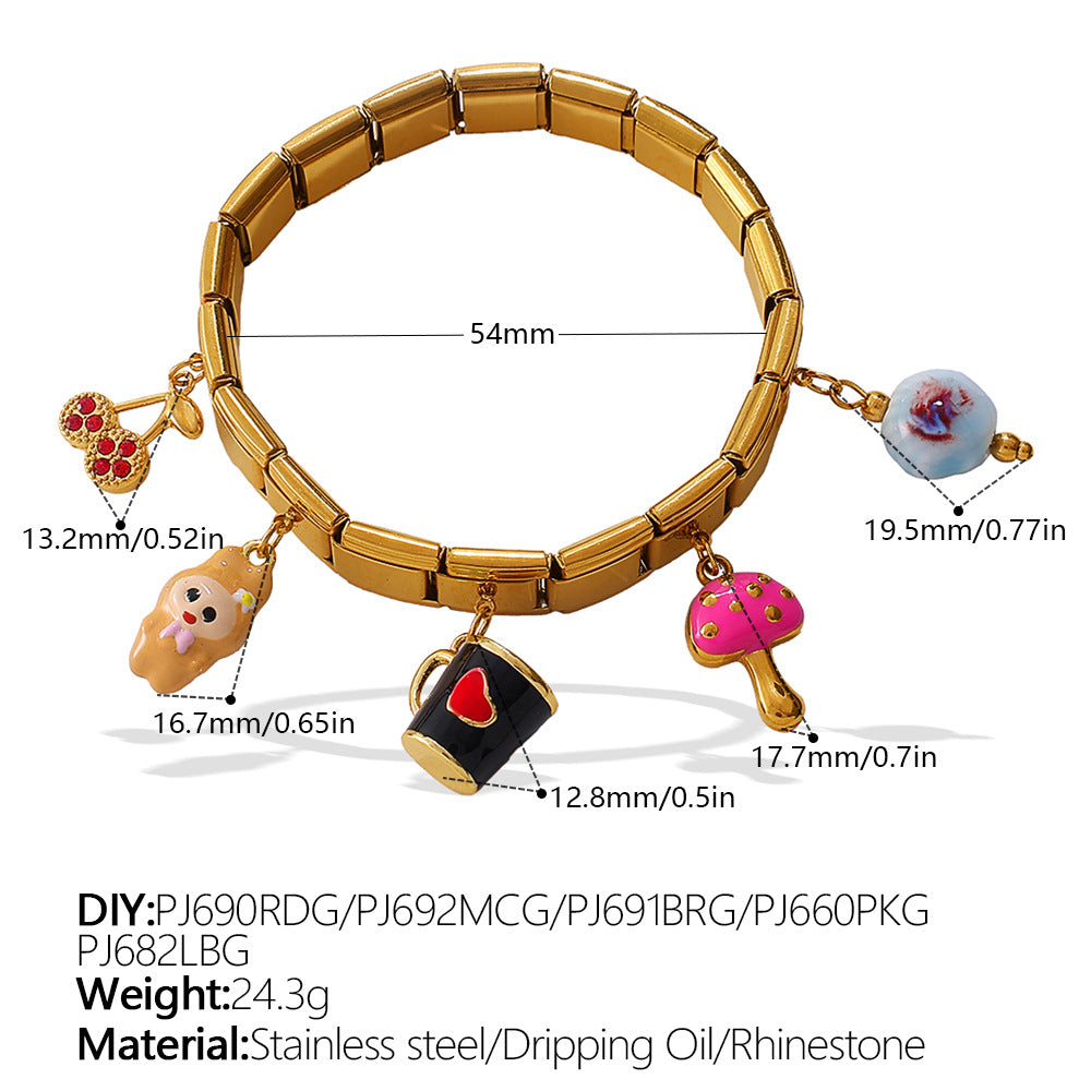 Wholesale Animal Series Bear Dinosaur Pendant Stainless Steel Composable Bracelet