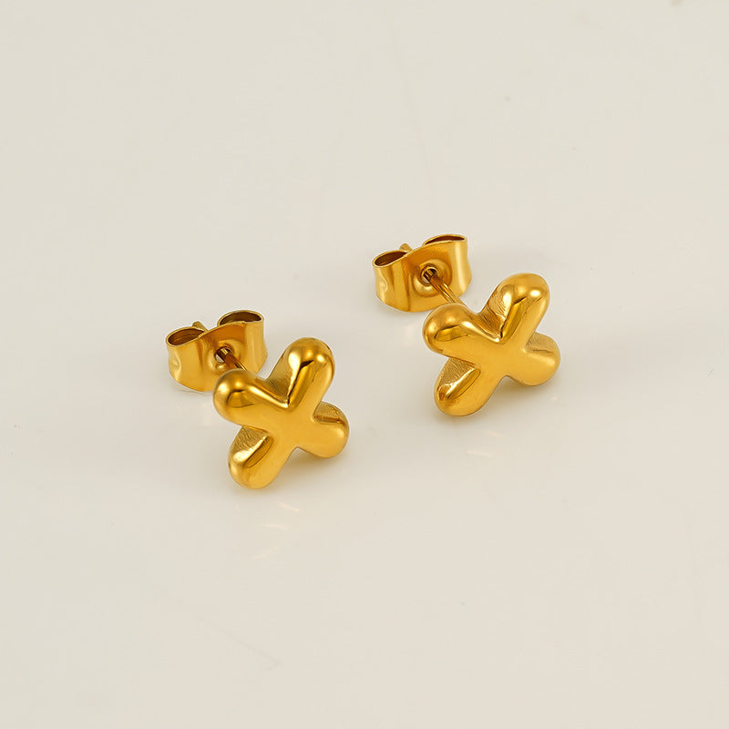 Wholesale 26 Letter Earrings Plated with 18K Gold Mini Letter Earrings Stainless Steel Earrings ACC-ES-ZhongYao008