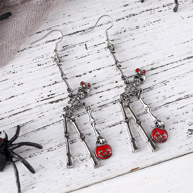 Wholesale Chic  Skeleton Hand Pumpkin Bag Earrings Creative Zinc Alloy Fashion Accessory For Gift And Boutique Resale