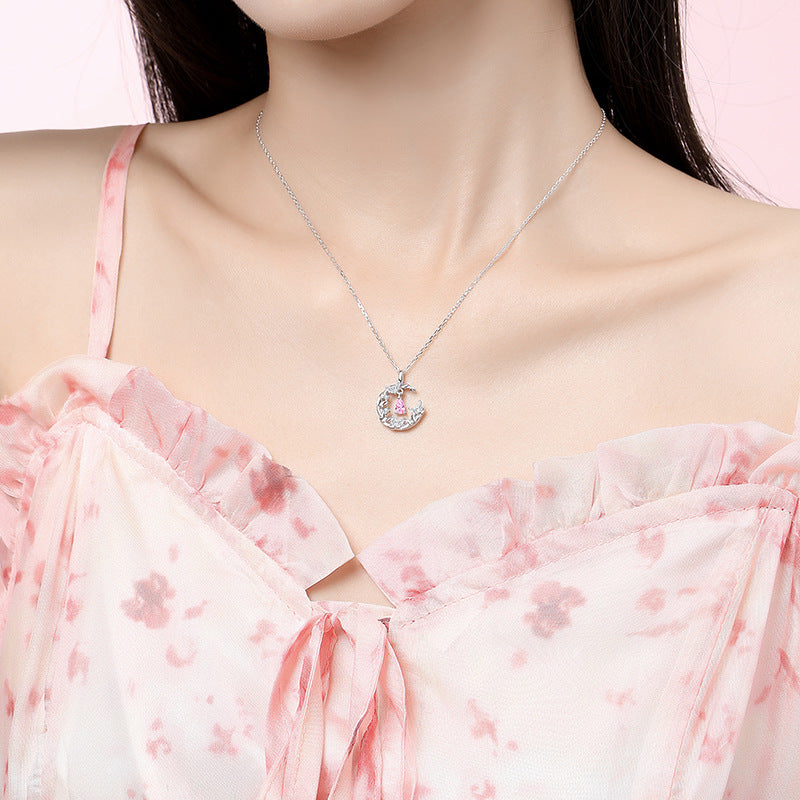 Wholesale S925 Silver Moon Butterfly Necklace