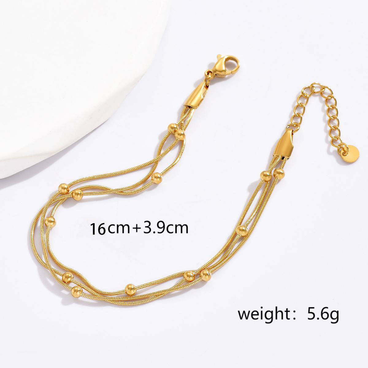 Wholesale Titanium steel three-layer design snake bone chain bracelet with steel beads