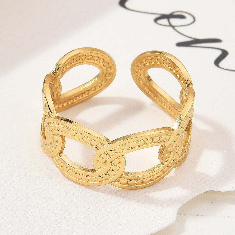 Wholesale Gold Plated Titanium Steel Geometric Eye Adjustable Ring Boutique Resale