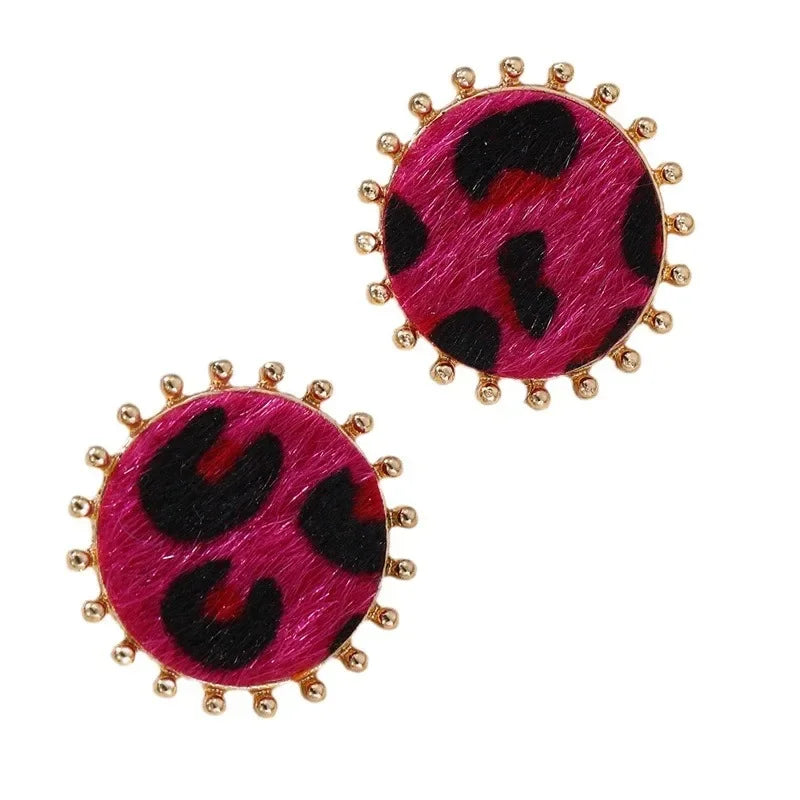 Wholesale  Leopard Earrings Round Geometric Jewelry
