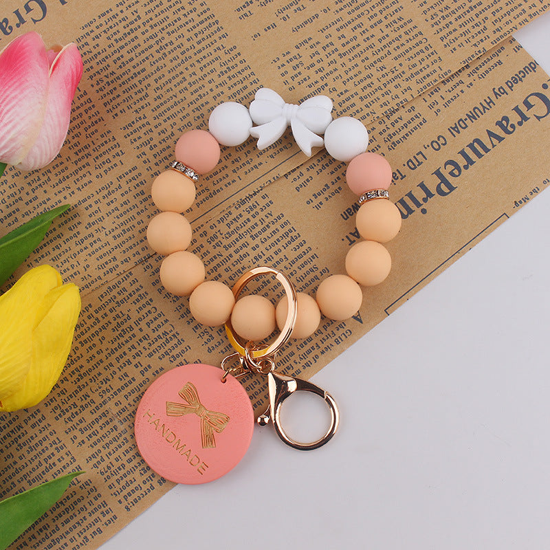Wholesale Mother' s Day Handmade Gift: Bow-Shaped Silicone Keychain Wristlet