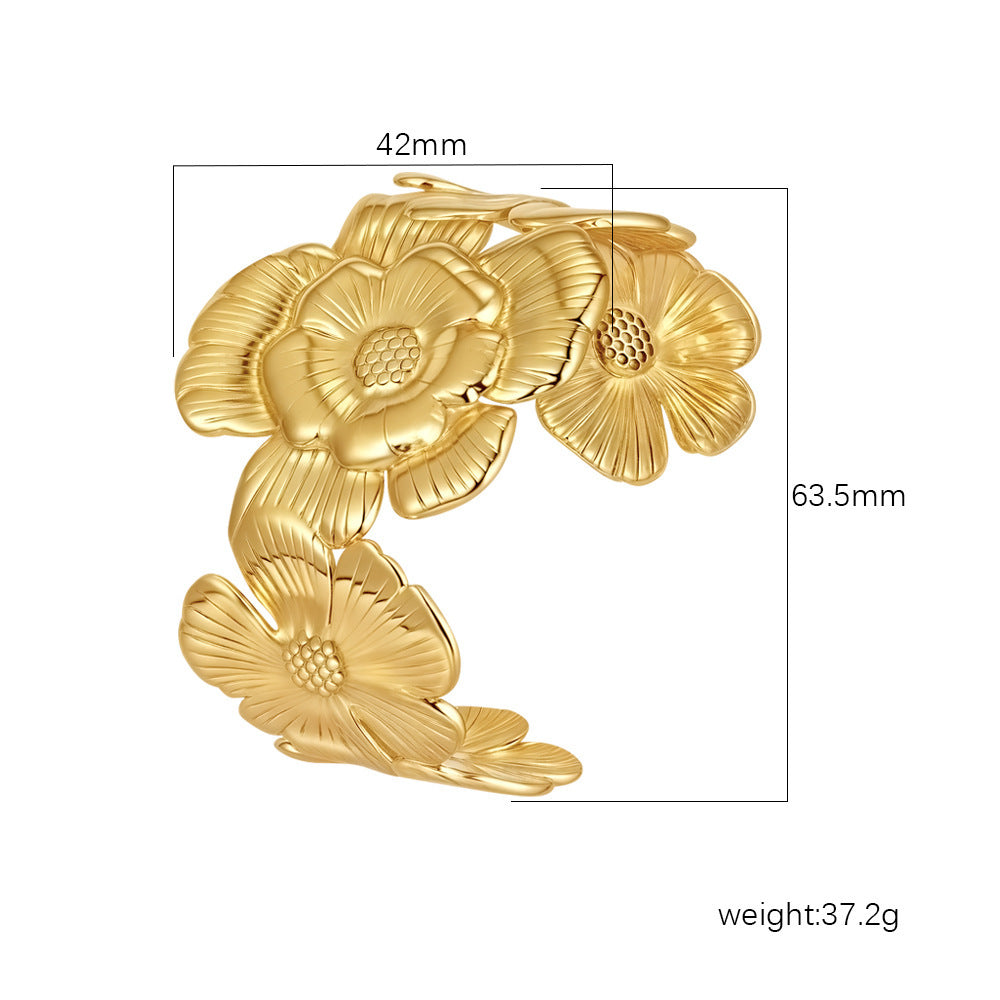 Wholesale Stainless Steel Open C Shape Bangle 18K Gold Plated Fashion Jewelry for Gift Boutique Resale