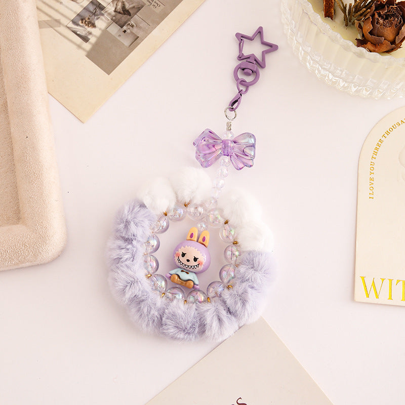 Wholesale Cartoon  Handmade Pom-Pom Beaded  Keychain  ACCVIP