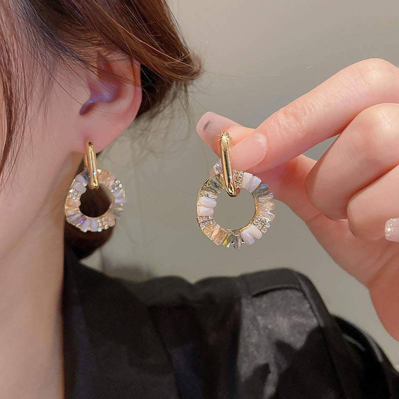 Wholesale Retro inlaid rhinestone zircon circle earring