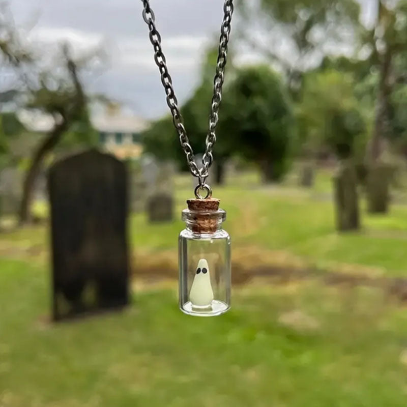 Wholesale  Cute Luminous Ghost Bottle Pendant Necklace