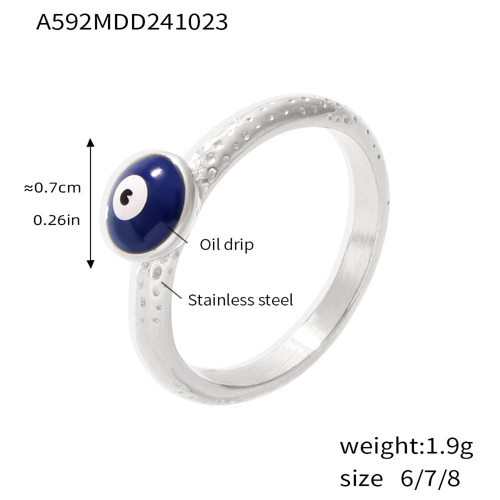 Wholesale Stainless Steel  Blue Eye Ring  Creative Oil Dropping Devil's Eye Ring