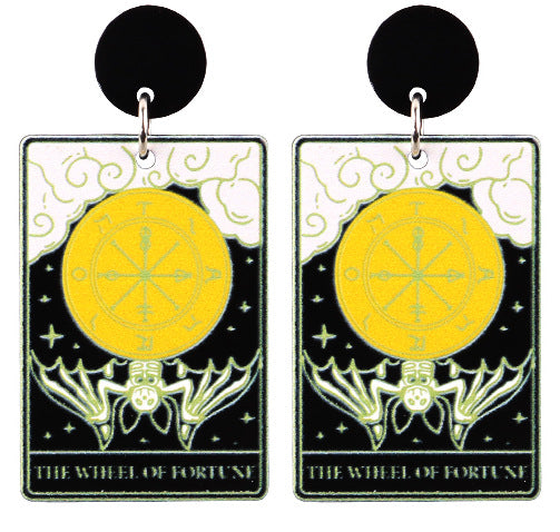 Wholesale Trendy Punk Skull Tarot Acrylic Earrings  Fashion Accessory