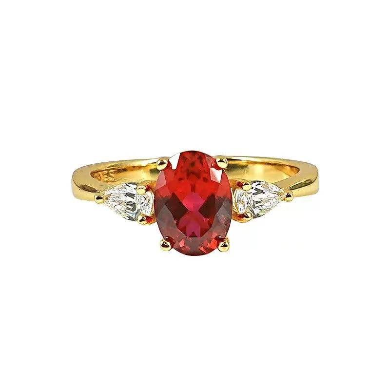Wholesale Vintage French Red Diamond Ring,  Gold Plated Copper,  Adjustable Open,  Chic Jewelry Accessory for Women,  Gift