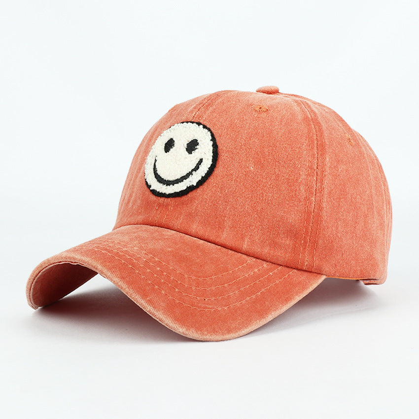 Wholesale Baseball Cap Plush Embroidered Patch Smiley Cotton Vintage Hat ACC-HT-RongZhao010
