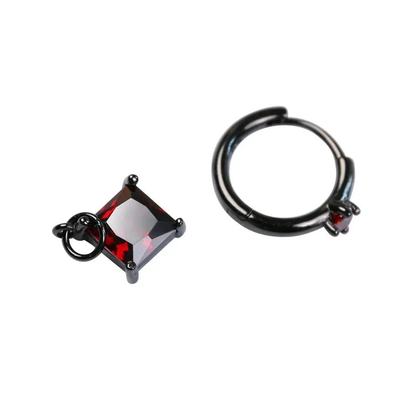 Wholesale 925 Sterling Silver Earrings Gothic Style Red Gemstone Earrings