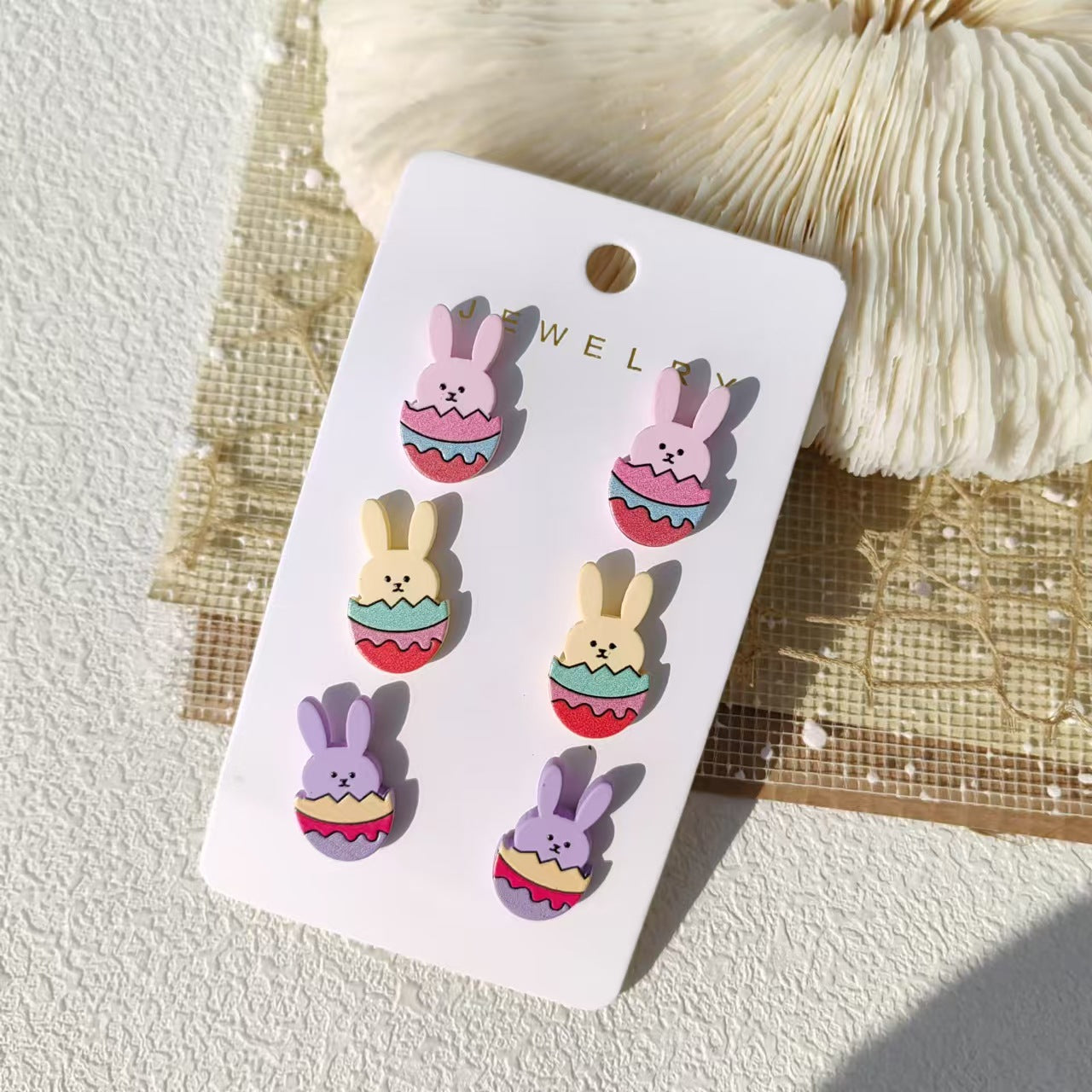 Wholesale Acrylic hand paint  clay texture Easter rabbit egg carrot  cute earrings