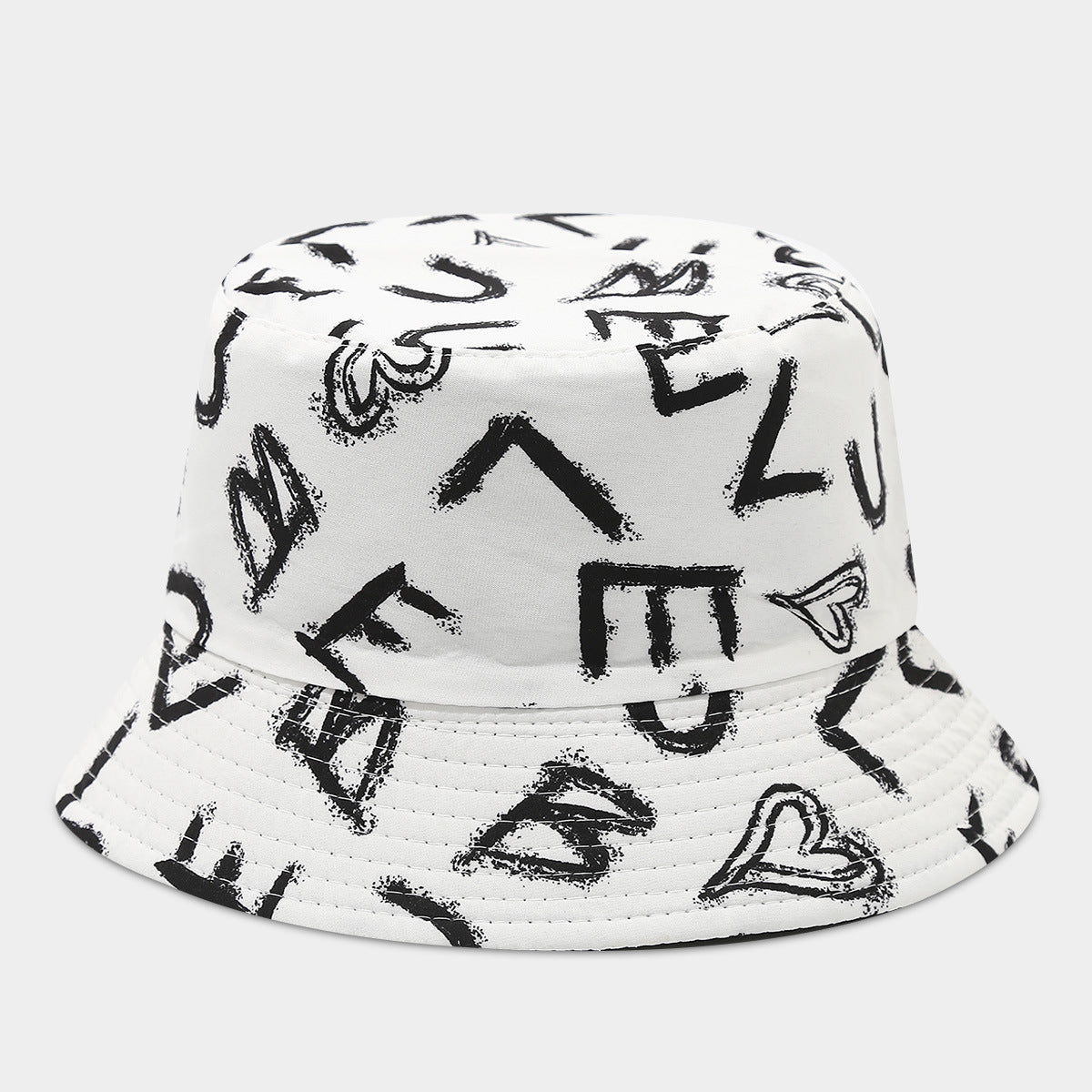 Wholesale  Graffiti Letter Double-sided Fisherman Hat Bucket Hat