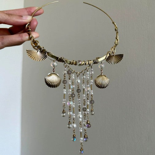 Wholesale Ancient Greek goddess vintage gold seashell tassel necklace