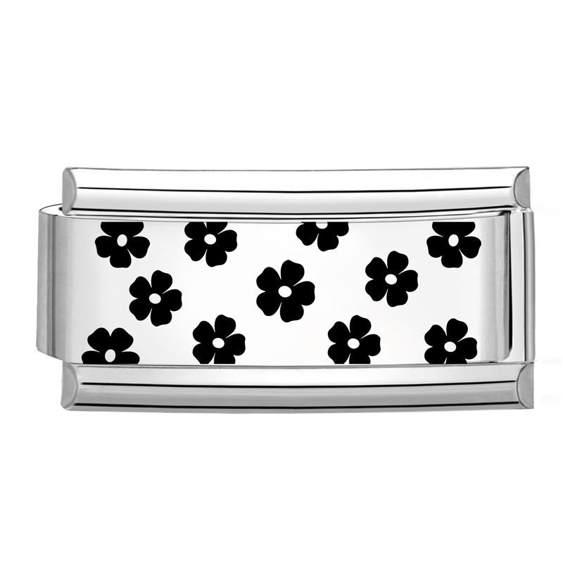 Wholesale Italian Charm Bracelet 9mm DIY Splicing Long Black and White Series Stainless Steel Composable Bracelet